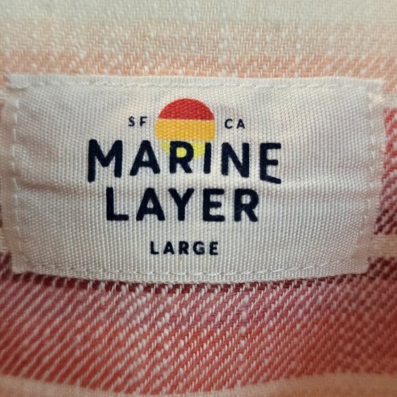 Marine Layer Selvage Short Sleeve Shirt - Red and Orange Stripes - Picture 4 of 6